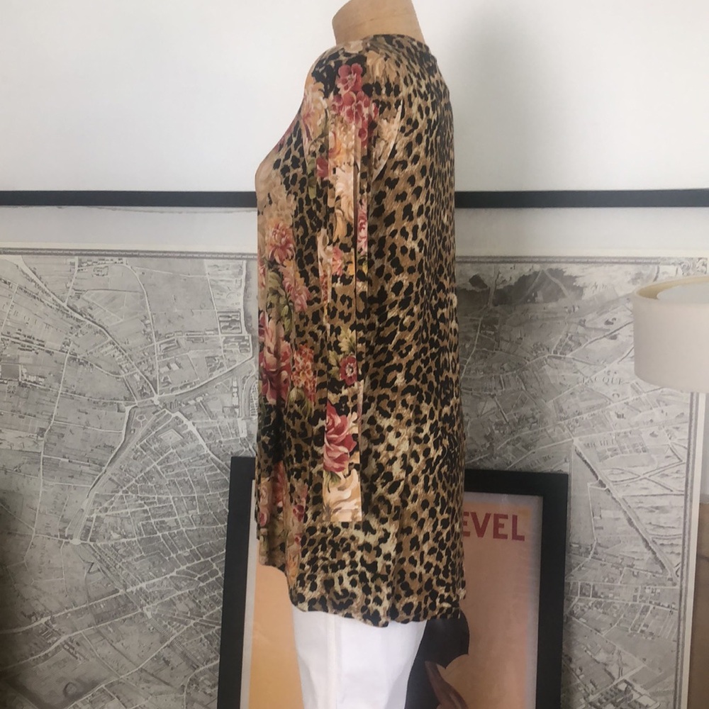 JOHNNY WAS Floral Leopard Print Women's Top Size M - Picture 4 of 12